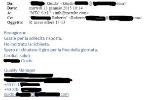 email di ringraziamento