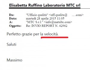 ringraziamento velocità