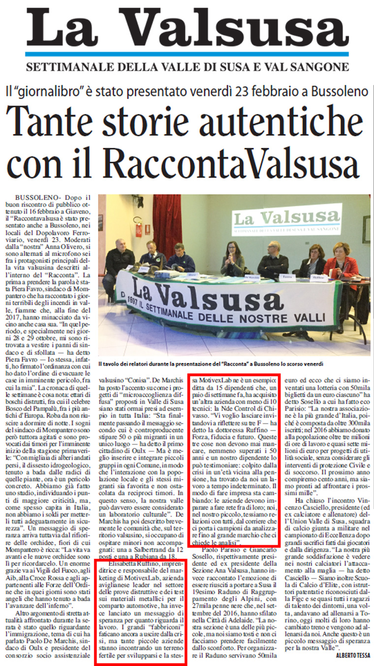 Raccontavalsusa, 23 Febbraio 2018